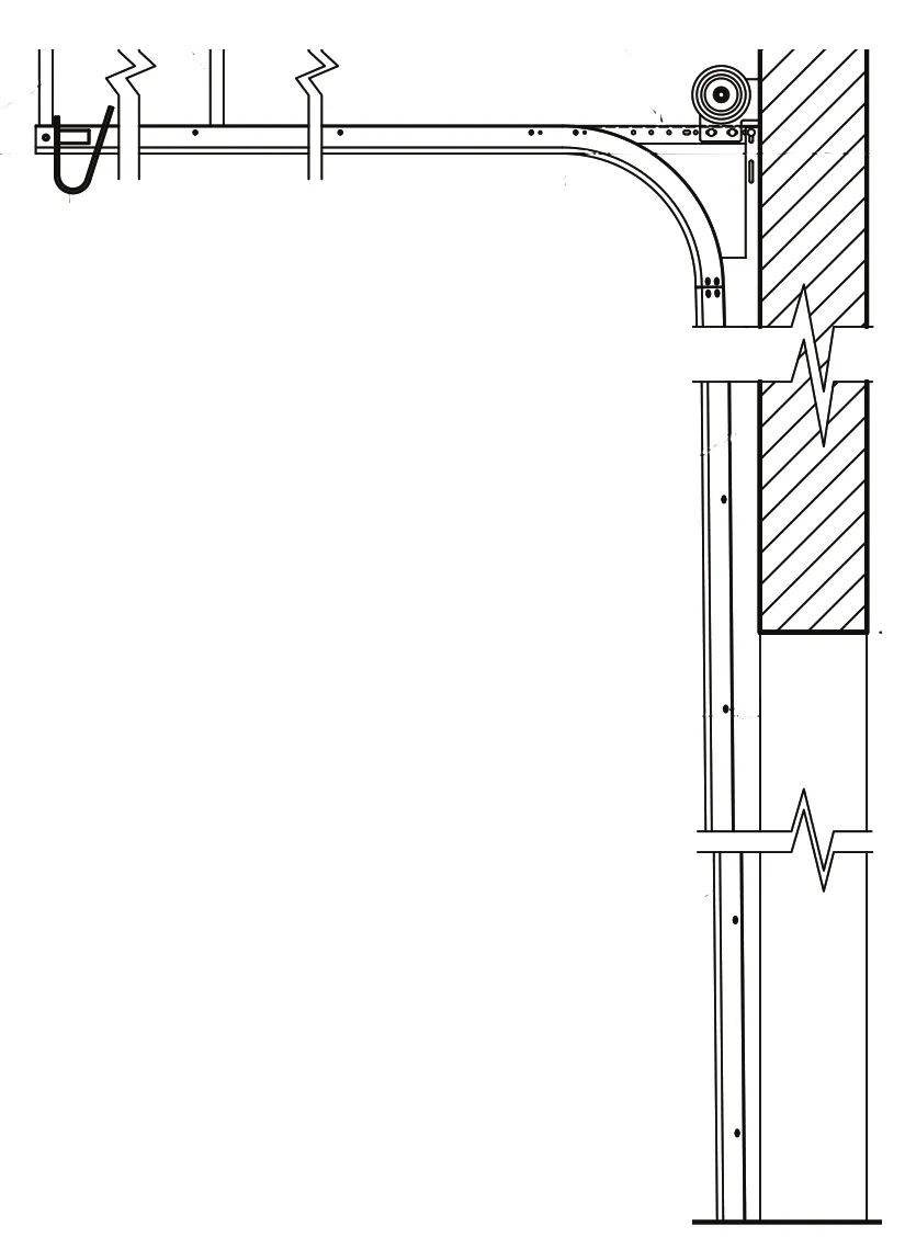 Shop-drawing elevation of straight incline highlift track: a single longer vertical track with no headplate, for more than 13 inches of highlift