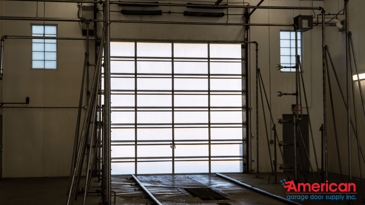 Wide interior view of a Survivor polycarbonate door at Baldwin Truck Wash