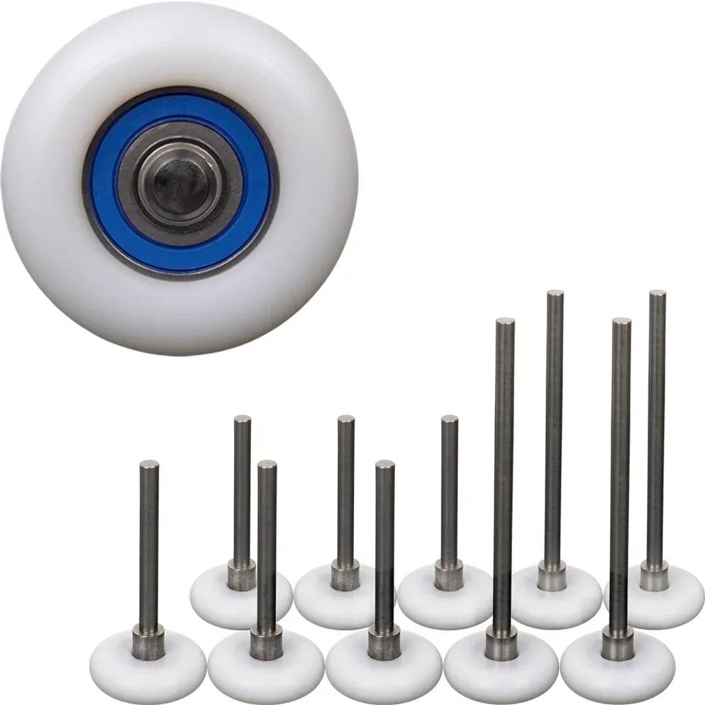 Twelve Magnum SP Supreme rollers laid out with short and long stems, plus one close-up of the sealed bearing face
